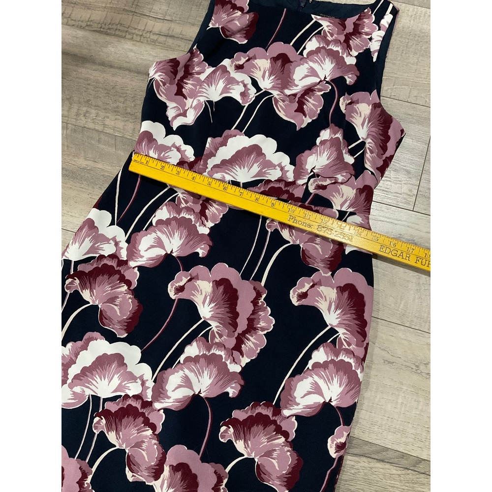 Ann Taylor Factory Petite Floral Sheath Dress Navy Plum Sleeveless 6P - Picture 3 of 8